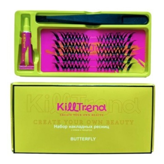 KillTrend Набор накладных ресниц с клеем и пинцетом BUTTERFLY, 5 линий